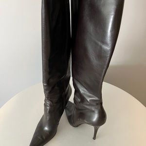 Designer Leather Knee High Boots